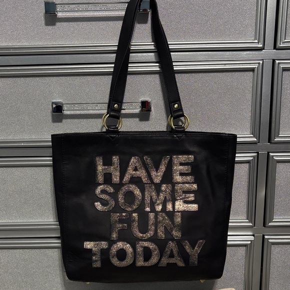 Leather Have Some Fun Today Navy Josie Tote Bag - Picture 3 of 17